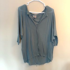 Pastel teal distressed shirt